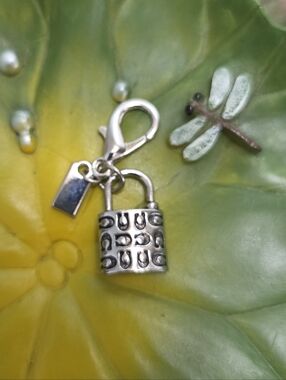 Signature Padlock Mini Charm, Bag Charm Keychain, NEW